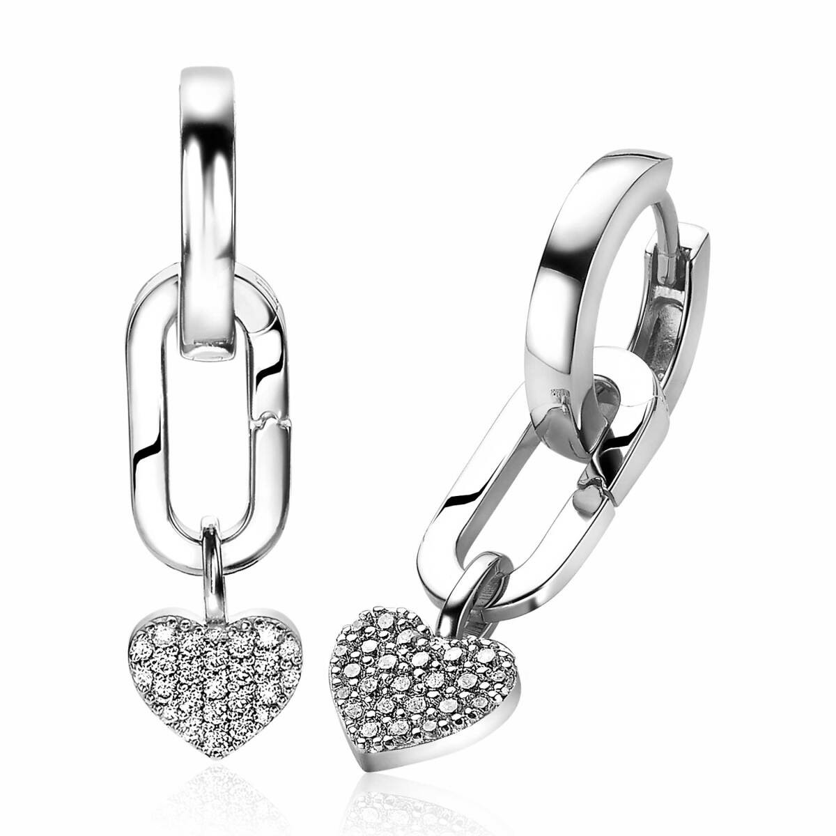 Zinzi ZICH2060 zilveren oorbedels met ovale schakels 8.6 mm breed - Hoogte 16 mm - zonder oorringen