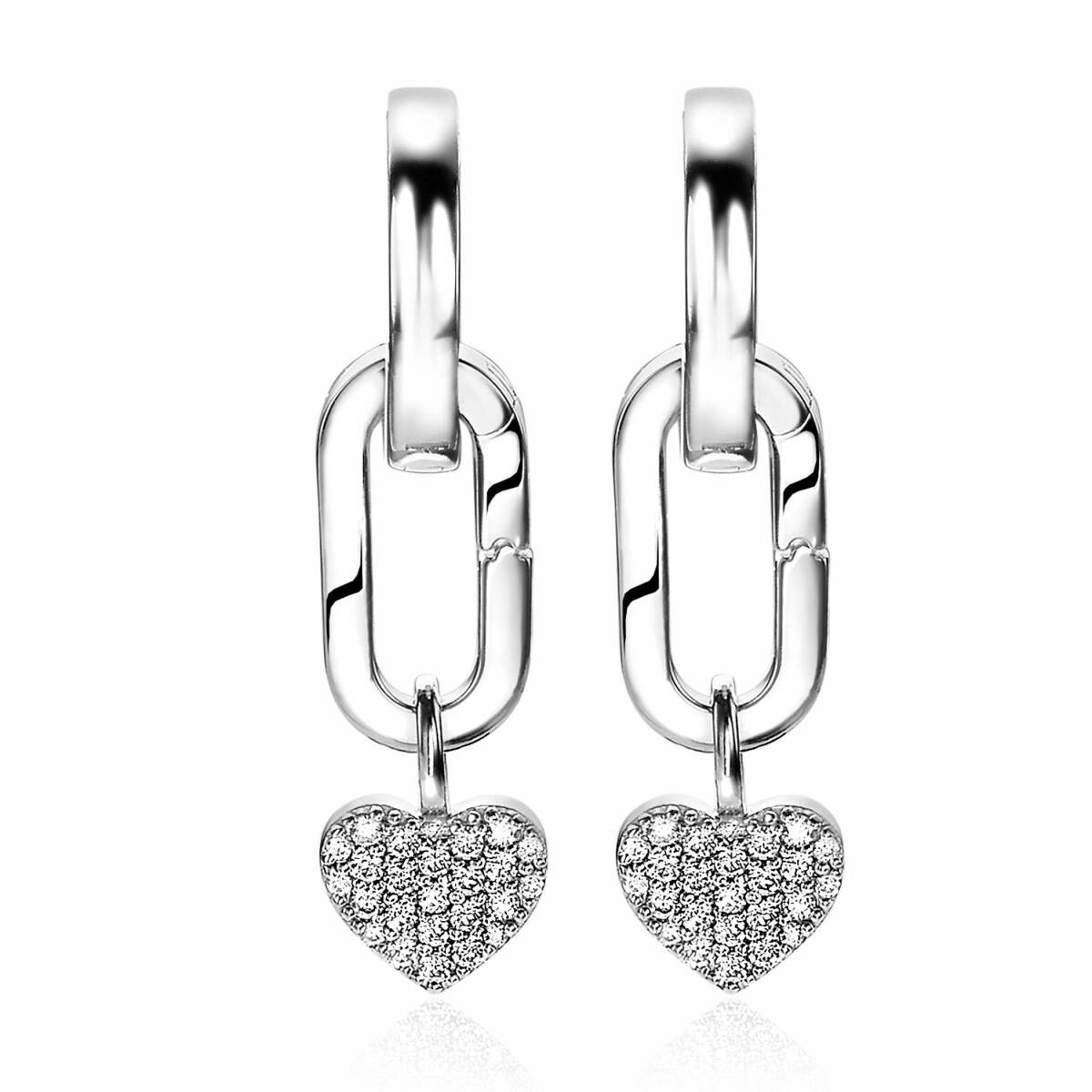 Zinzi ZICH2060 zilveren oorbedels met ovale schakels 8.6 mm breed - Hoogte 16 mm - zonder oorringen