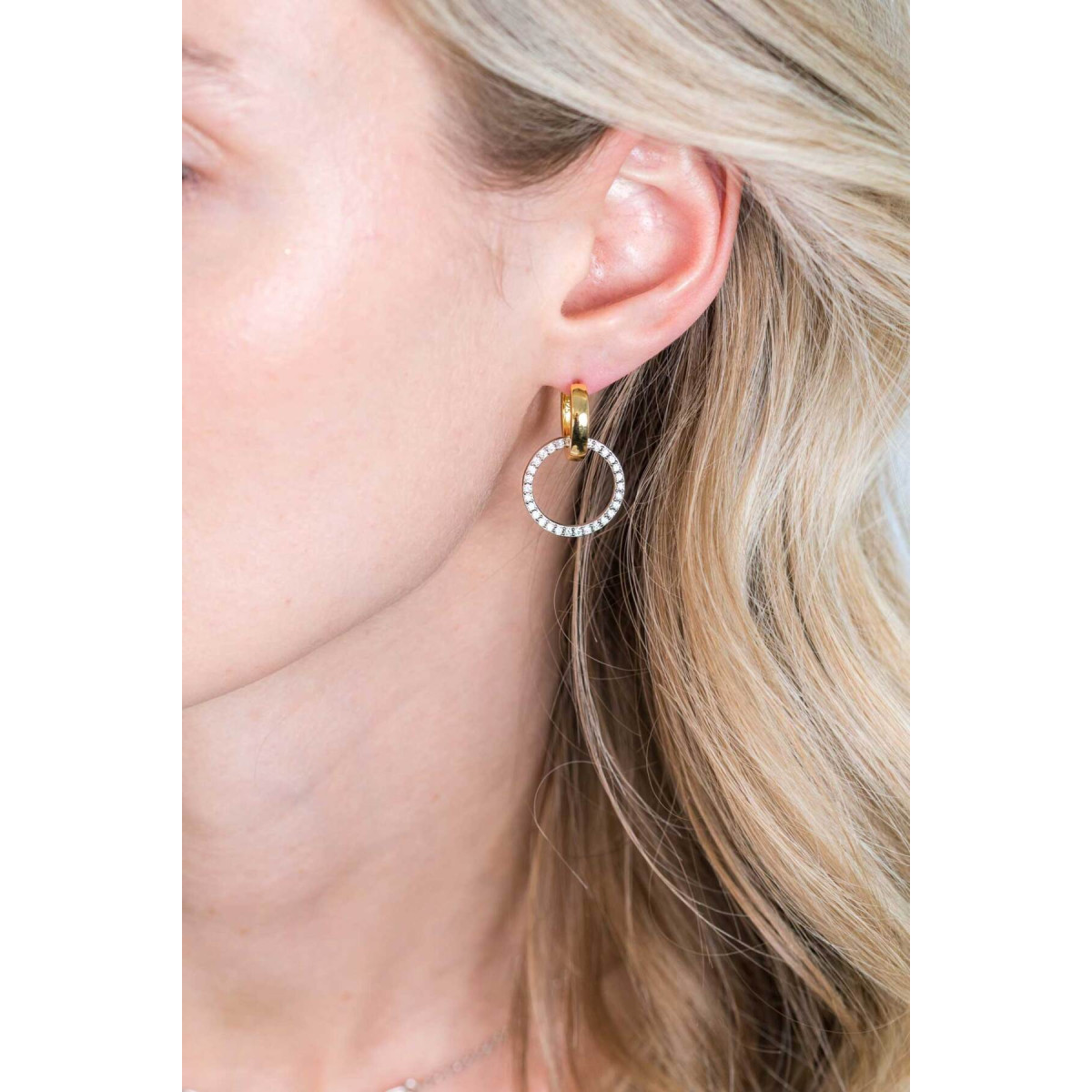 Zinzi ZICH2199 925 zilveren oorbedels met zirkonia 2 mm breed - Diameter 18 mm - zonder oorringen