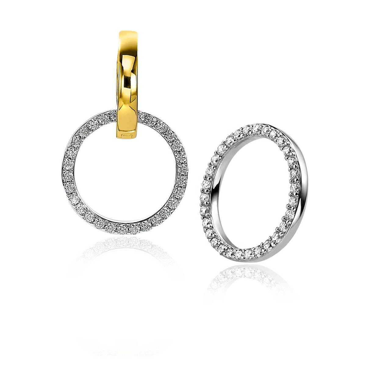 Zinzi ZICH2199 925 zilveren oorbedels met zirkonia 2 mm breed - Diameter 18 mm - zonder oorringen