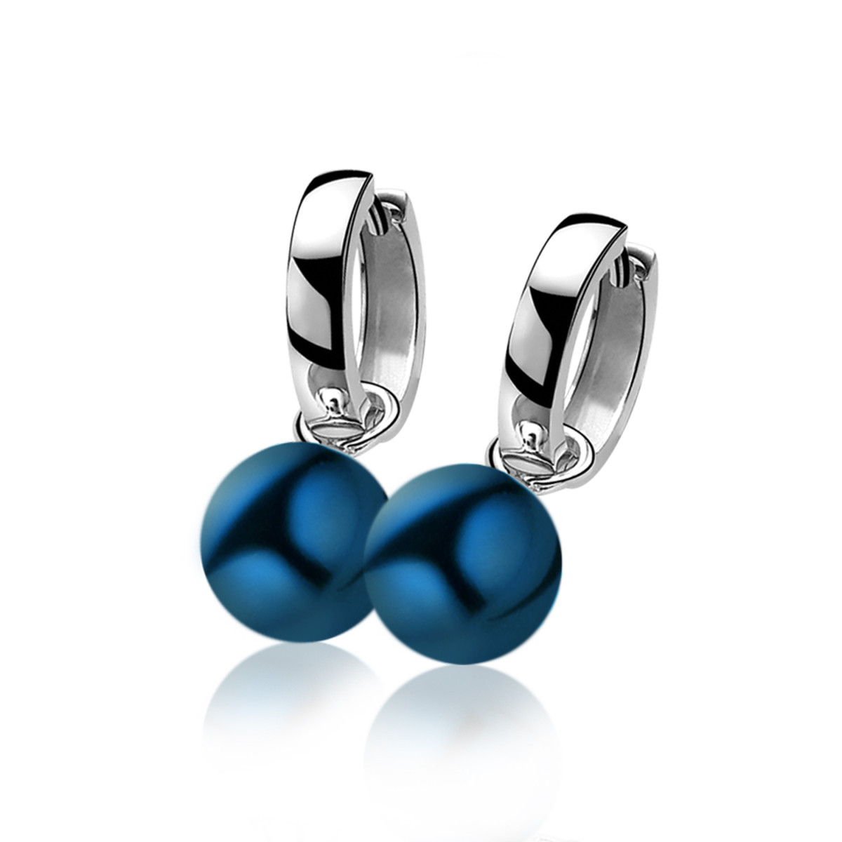 Zinzi ZICH266B 925 zilveren oorbedels met blauwe parels 10 mm breed - Hoogte 17.5 mm - zonder oorringen