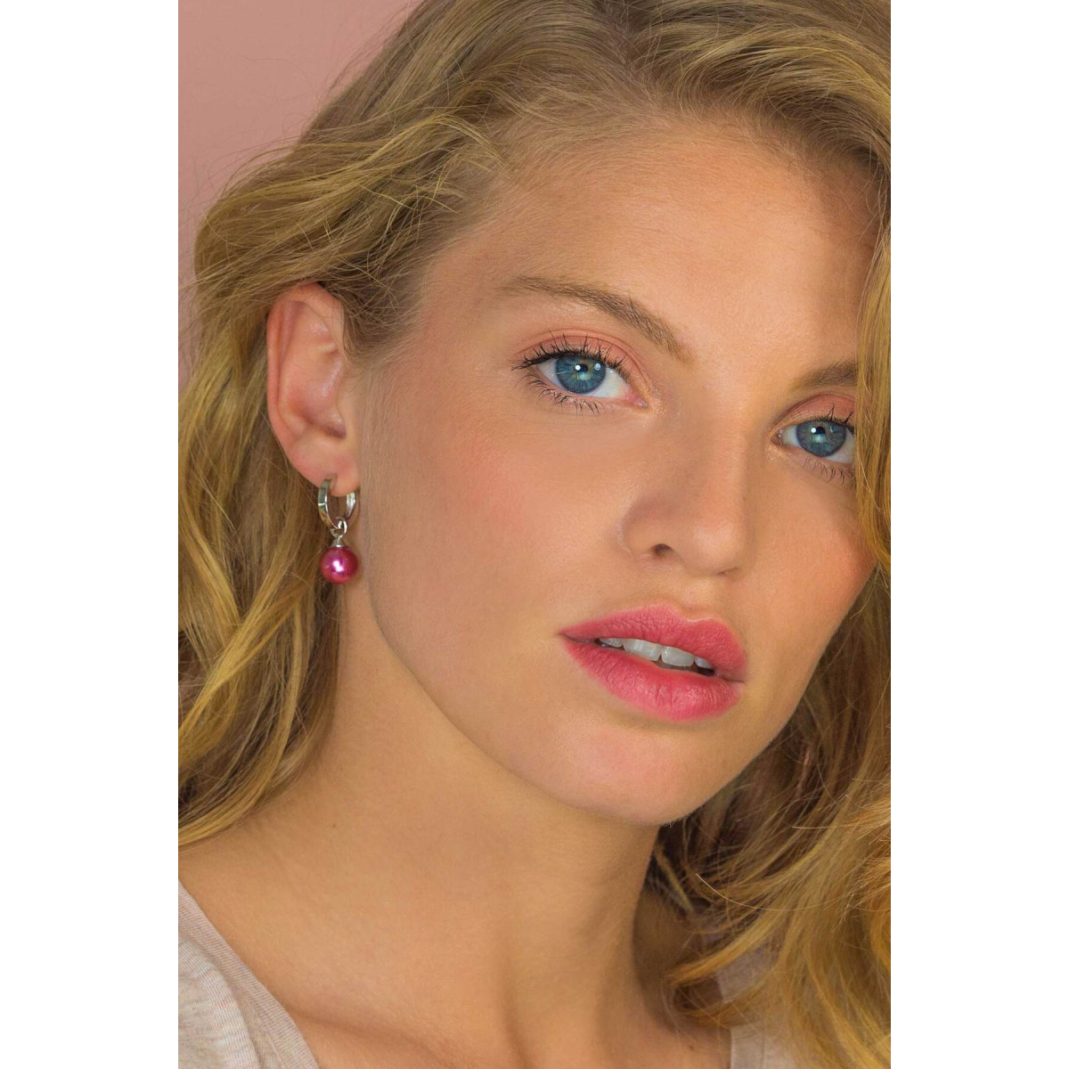 Zinzi ZICH266F 925 zilveren oorbedels met roze imitatieparels 10 mm breed - zonder oorringen