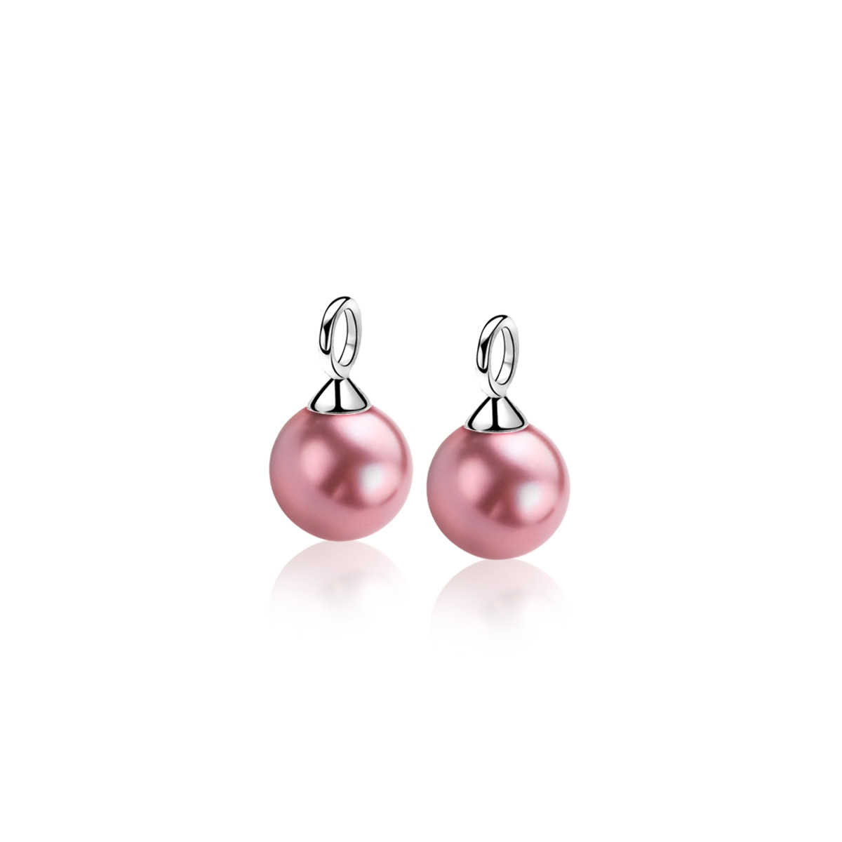 Zinzi ZICH266F 925 zilveren oorbedels met roze imitatieparels 10 mm breed - zonder oorringen