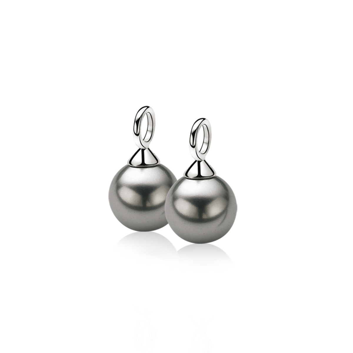 Zinzi ZICH266G 925 zilveren oorbedels met grijze imitatieparels 10 mm breed - zonder oorringen