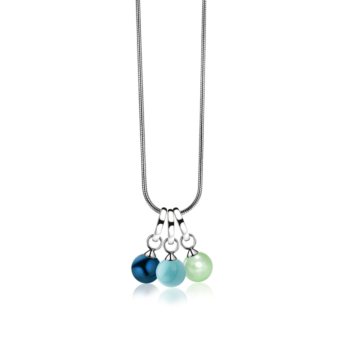 Zinzi ZICH266T zilveren oorbedels met turquoise parels 10 mm breed - Hoogte 17.5 mm - zonder oorringen