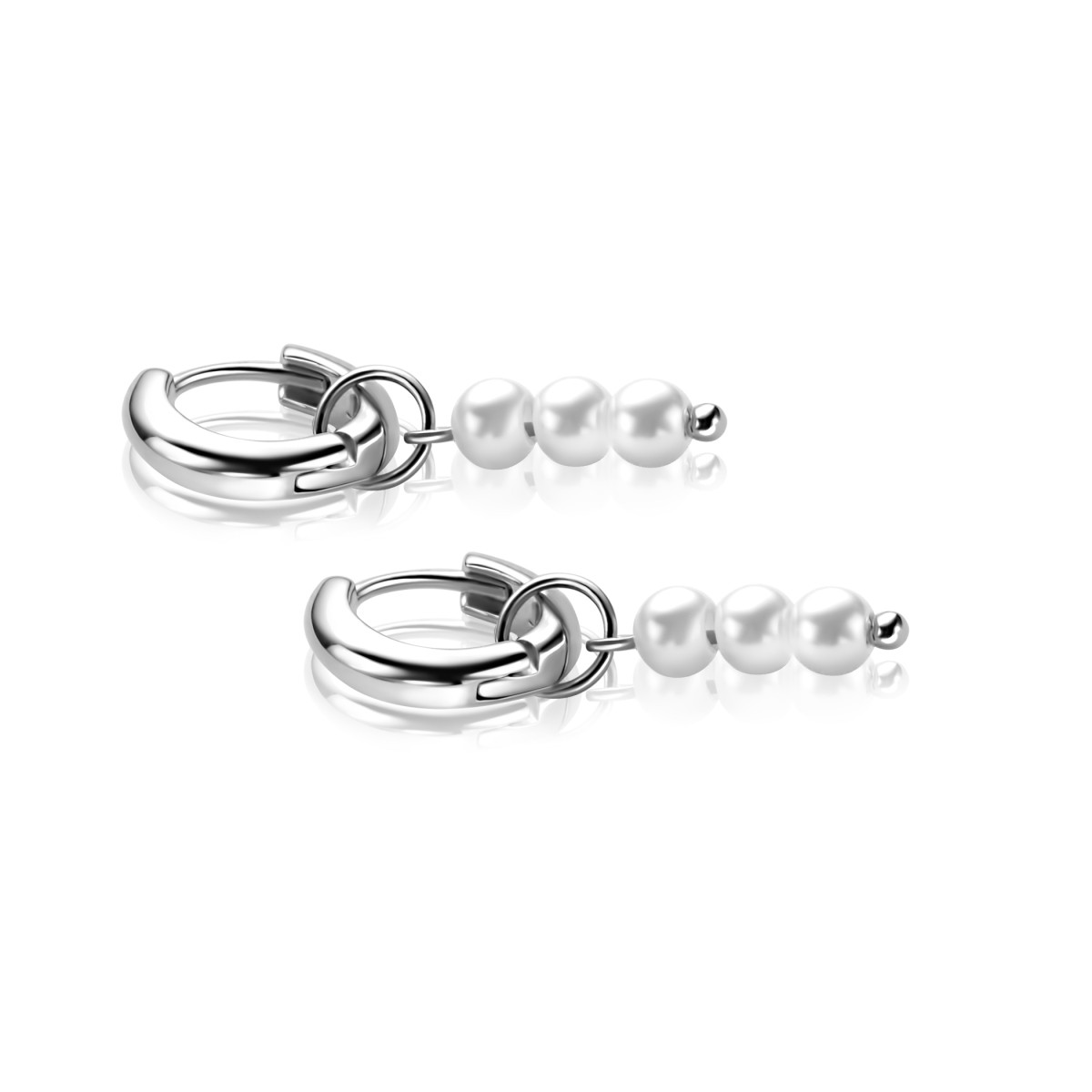 Zinzi ZICH2734 zilveren oorbedels met imitatieparels 4.2 mm breed - Hoogte 12 mm - zonder oorringen