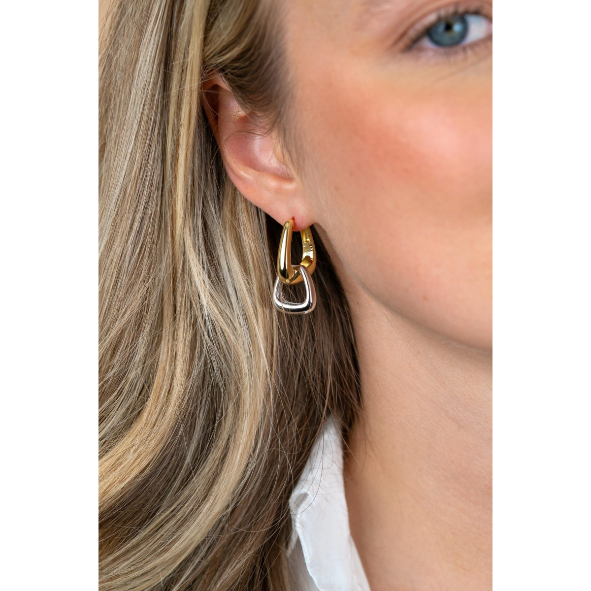 Zinzi ZICH2805 925 zilveren oorbedels met druppel- en driehoekdesign 2 mm breed - Hoogte 16 mm - zonder oorringen