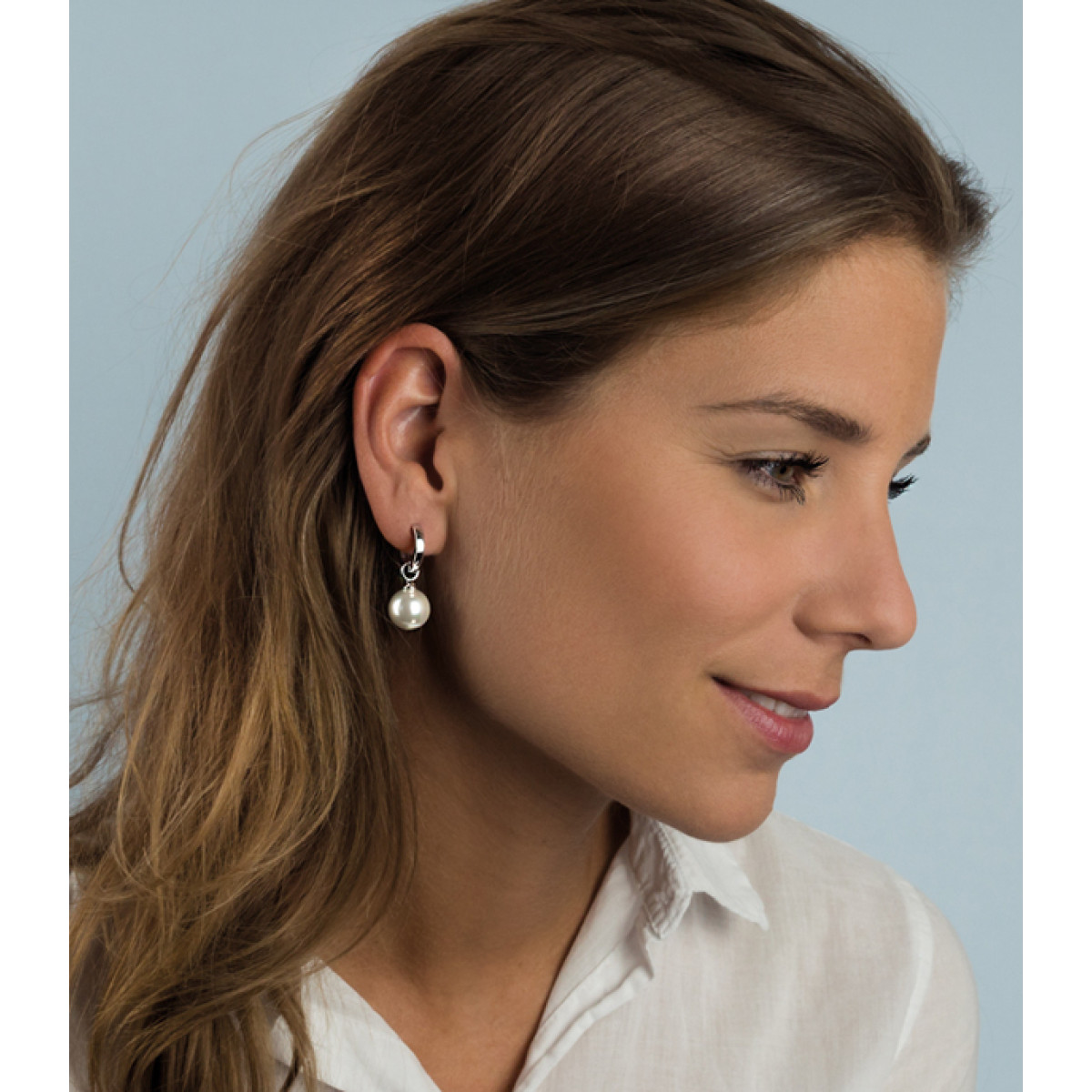 Zinzi ZICH305W 925 zilveren oorbedels met imitatieparels 12 mm breed - Hoogte 19.5 mm - zonder oorringen