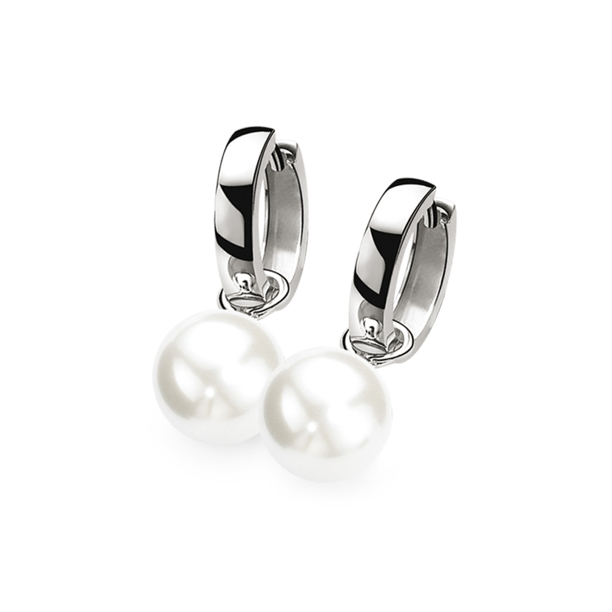 Zinzi ZICH305W 925 zilveren oorbedels met imitatieparels 12 mm breed - Hoogte 19.5 mm - zonder oorringen