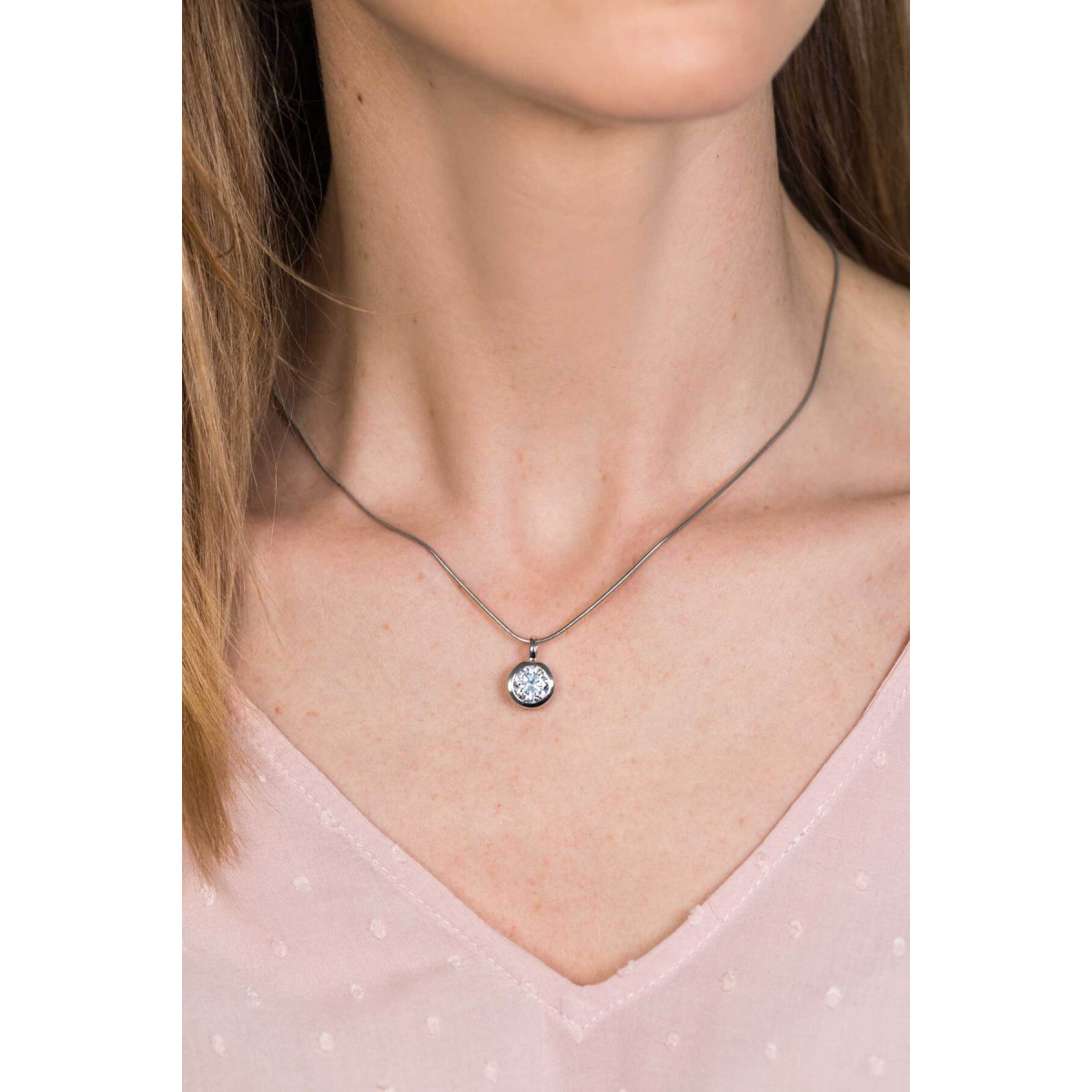 Zinzi ZIH1 zilveren hanger met ronde zirkonia 11.5 mm breed - Hoogte 17.5 mm