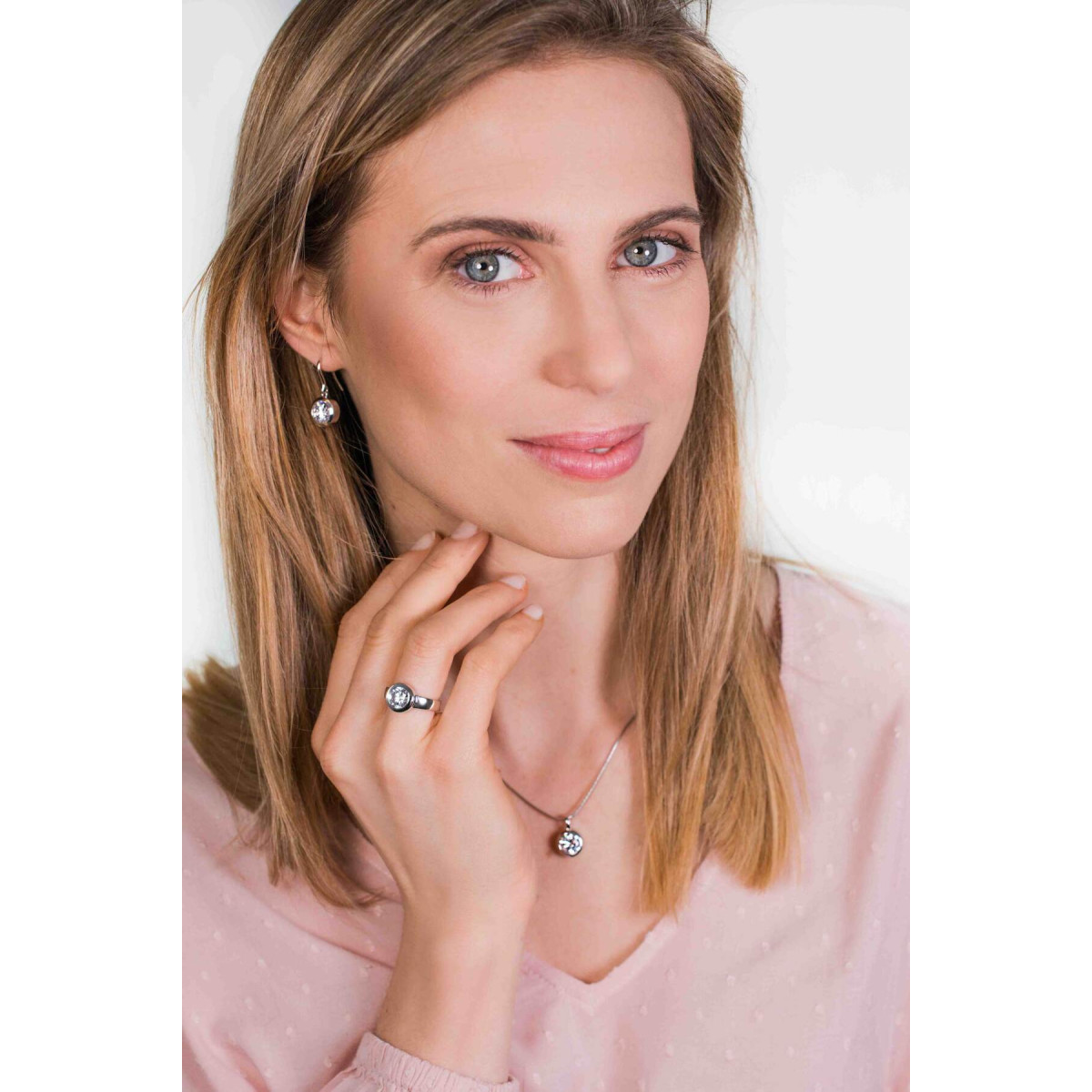 Zinzi ZIH1 zilveren hanger met ronde zirkonia 11.5 mm breed - Hoogte 17.5 mm