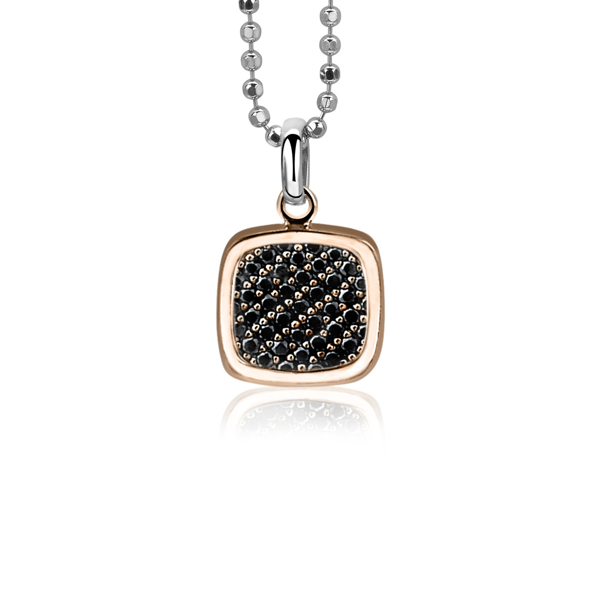 Zinzi ZIH1070N roségoudkleurige hanger met zwarte zirkonia's 17 mm breed - Hoogte 27 mm