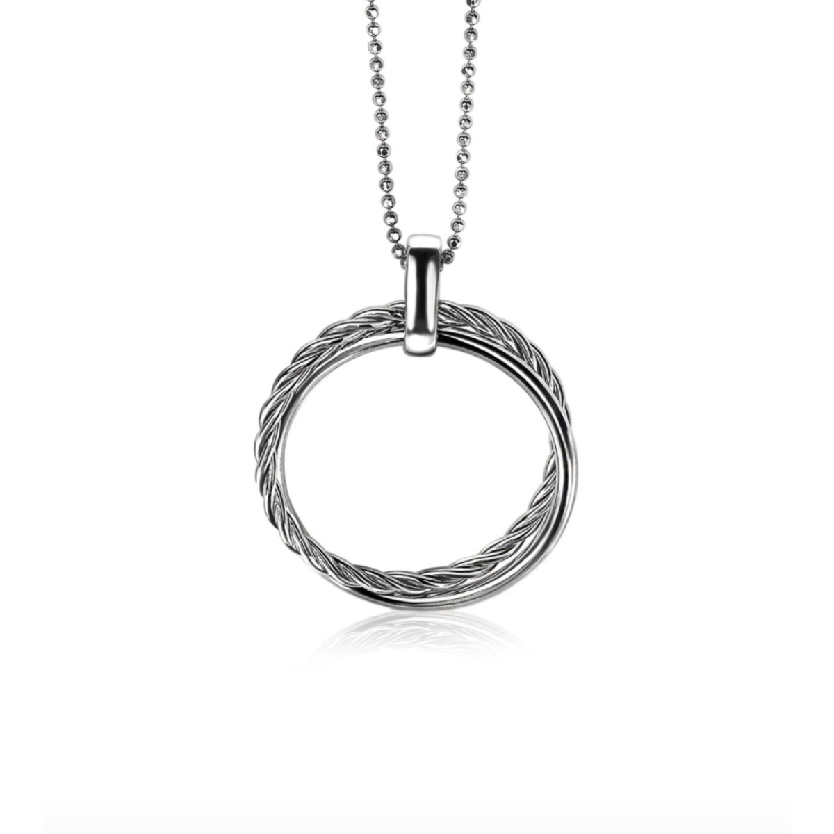 Zinzi ZIH1283 zilveren hanger met gevlochten cirkels 35 mm breed - Hoogte 44 mm