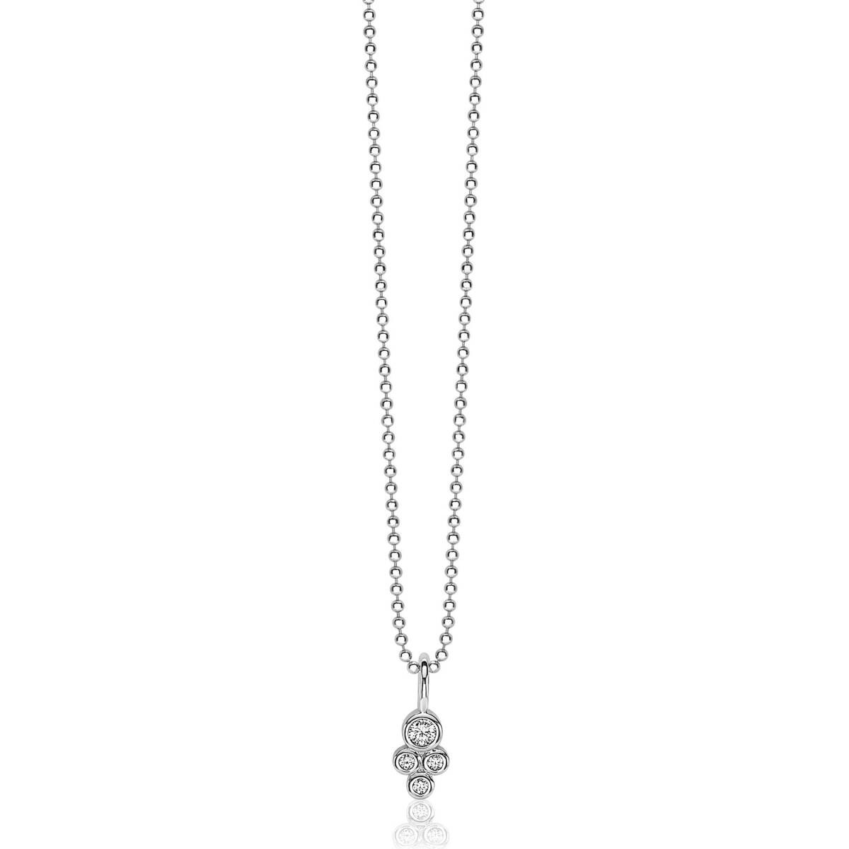Zinzi ZIH1829 zilveren hanger met 4 zirkonia's in ronde zetting 5.7 mm breed - Hoogte 15 mm