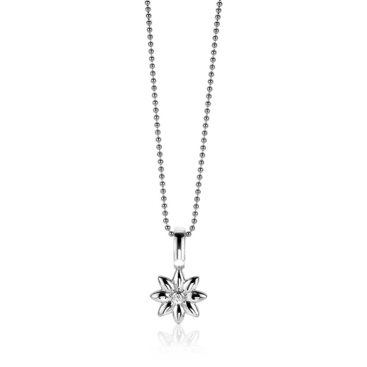 Zinzi ZIH1888 zilveren bloemhanger met transparante zirkonia 12 mm breed - Hoogte 19.5 mm