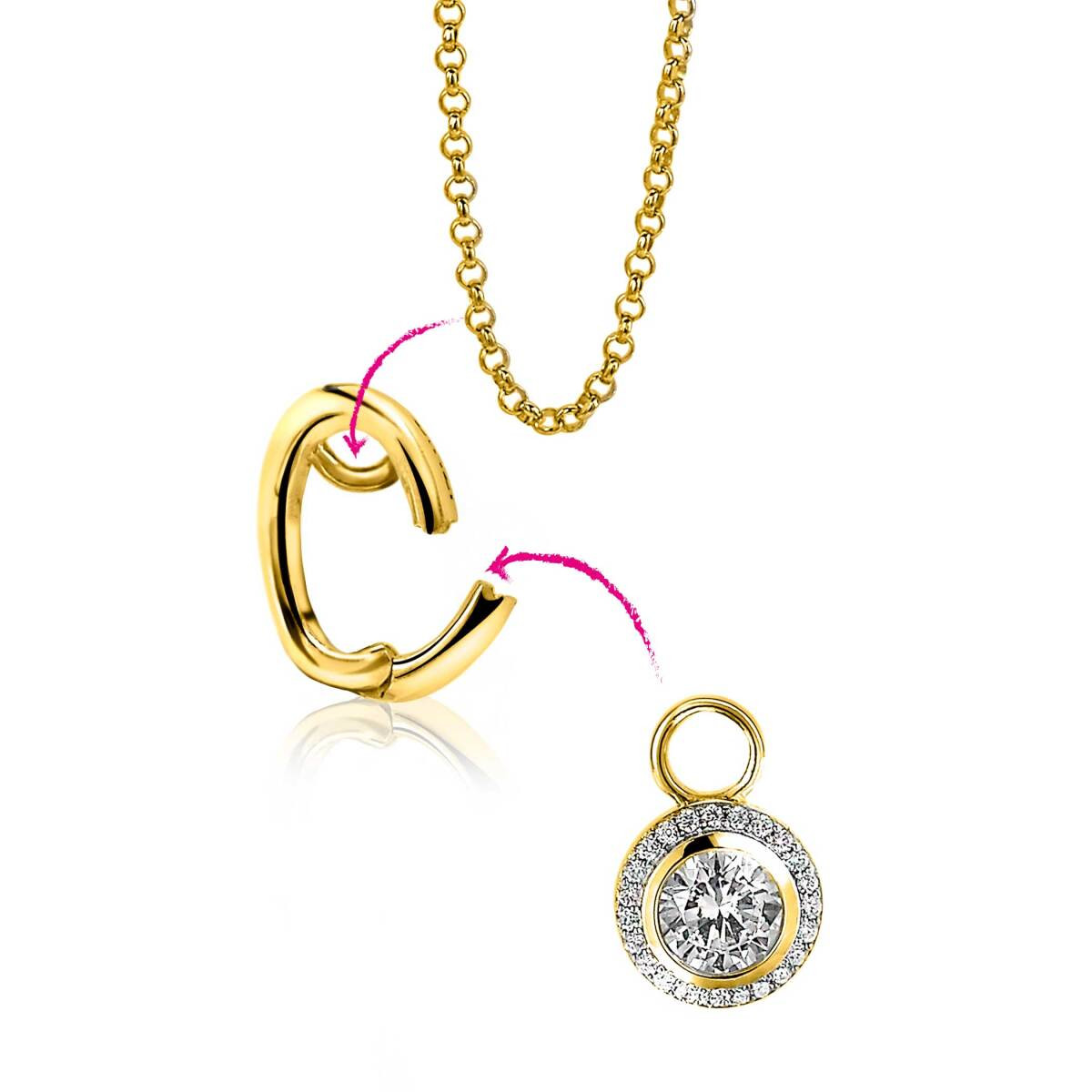 Zinzi ZIH1CHG glanzende gold plated hanger met bolvorm 2.3 mm breed - Hoogte 13 mm