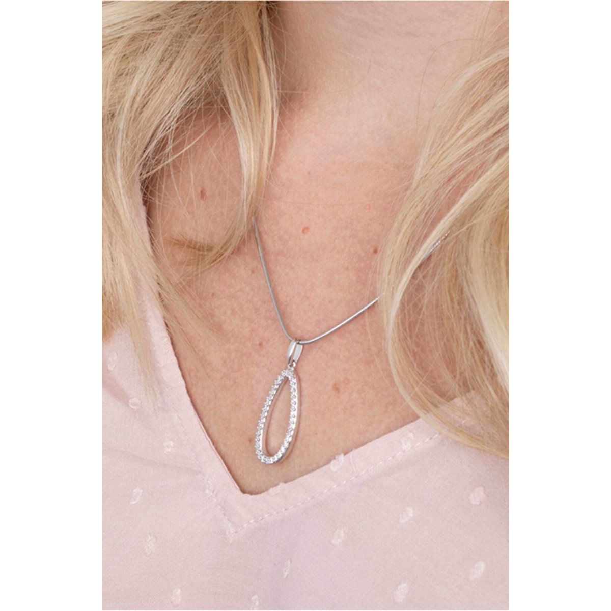 Zinzi ZIH2038 zilveren hanger druppelvorm met transparante zirkonia 12 mm breed - Hoogte 33 mm