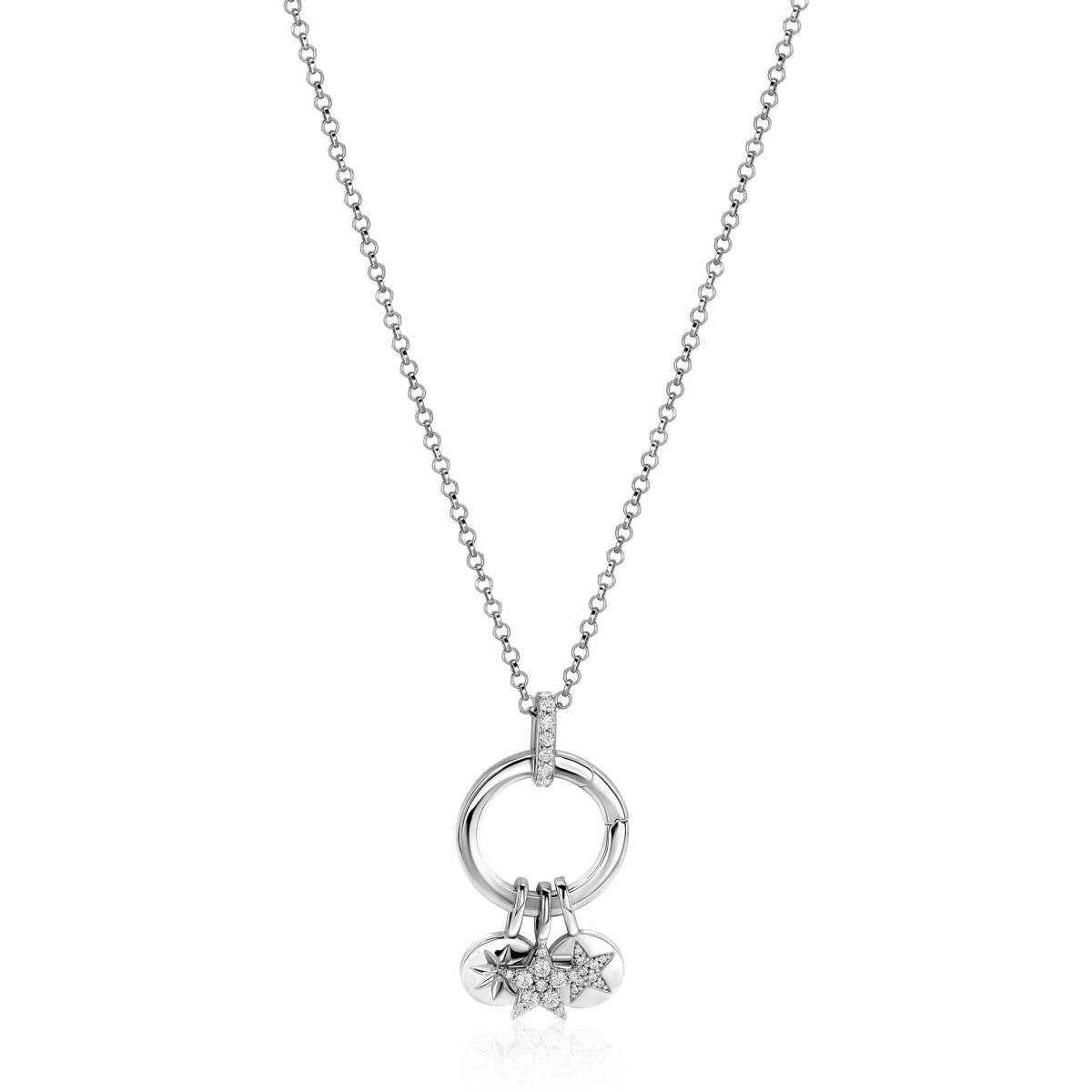 Zinzi ZIH2060 zilveren hanger met zirkonia en bedeltjes 17 mm breed - Hoogte 22.5 mm