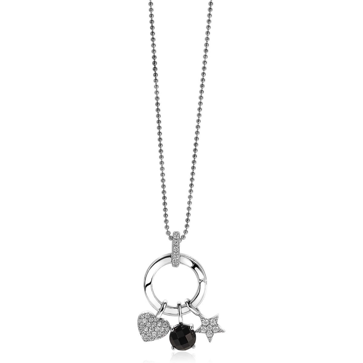 Zinzi ZIH2060 zilveren hanger met zirkonia en bedeltjes 17 mm breed - Hoogte 22.5 mm