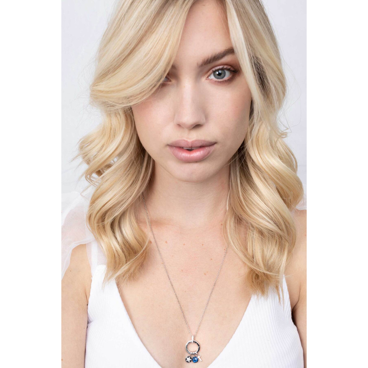 Zinzi ZIH2060 zilveren hanger met zirkonia en bedeltjes 17 mm breed - Hoogte 22.5 mm