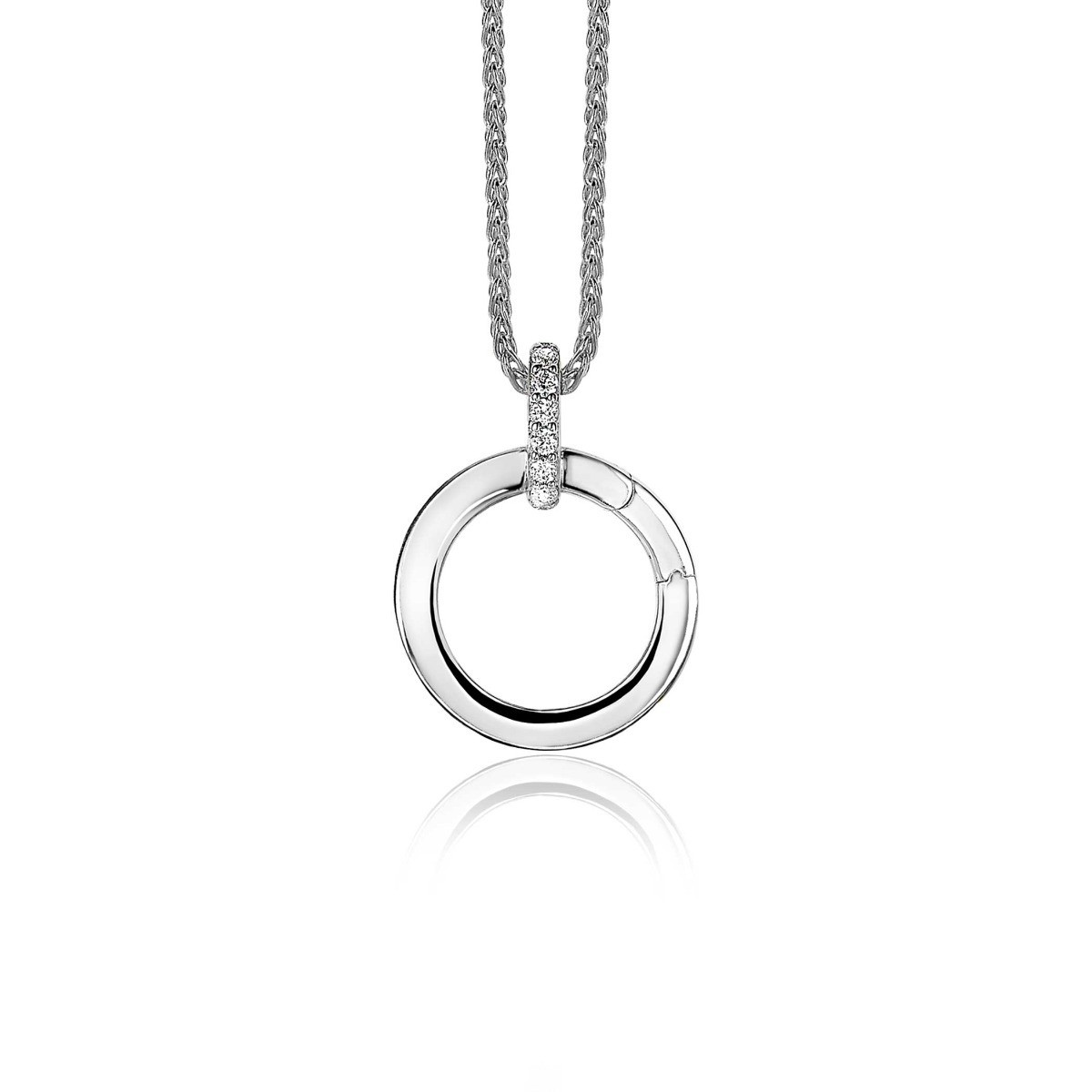 Zinzi ZIH2060 zilveren hanger met zirkonia en bedeltjes 17 mm breed - Hoogte 22.5 mm
