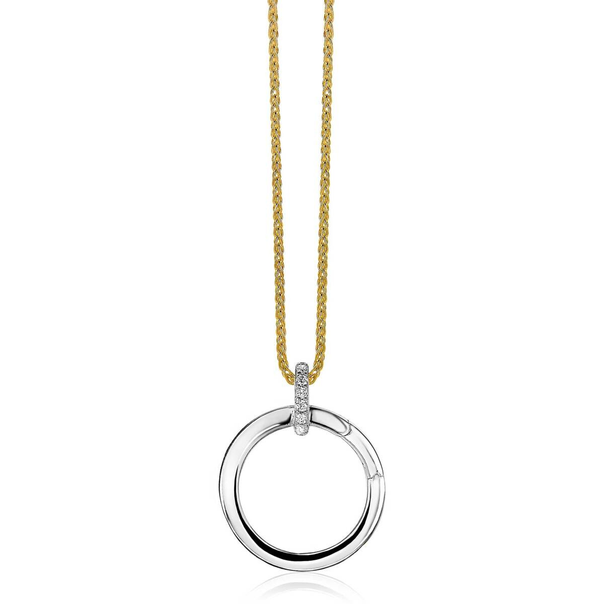 Zinzi ZIH2061 zilveren hanger met transparante zirkonia briljant geslepen 21.5 mm breed - Hoogte 28 mm