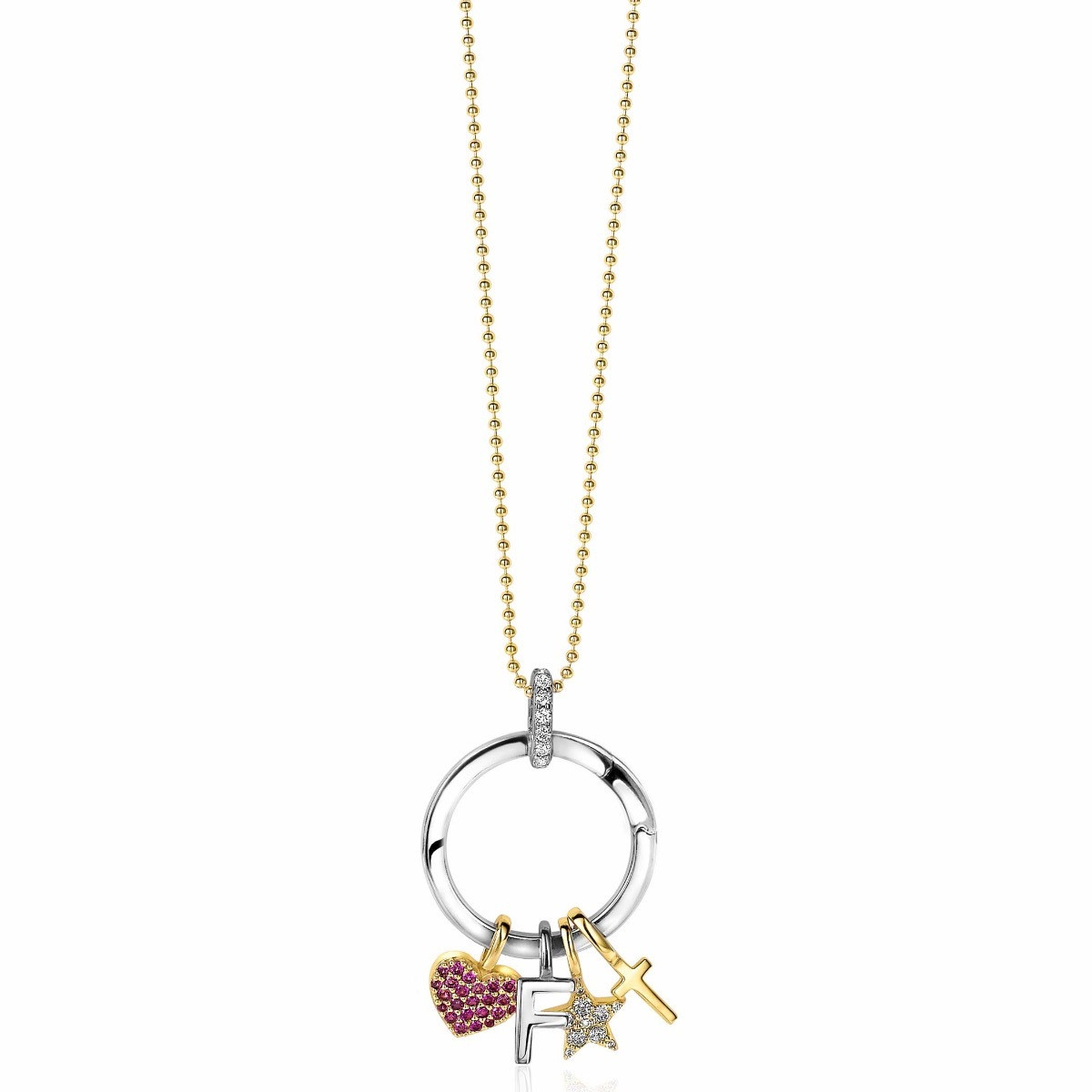 Zinzi ZIH2061 zilveren hanger met transparante zirkonia briljant geslepen 21.5 mm breed - Hoogte 28 mm