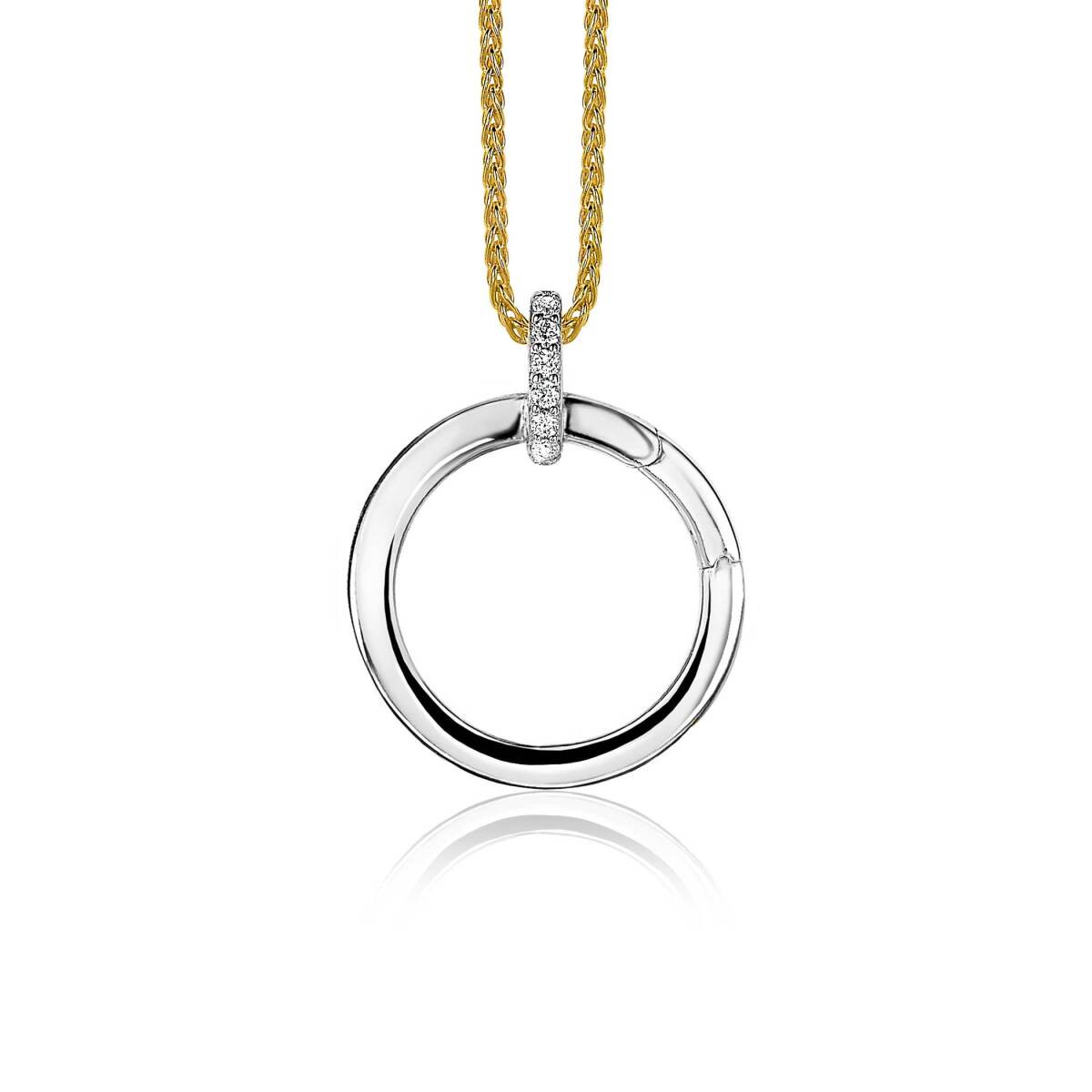 Zinzi ZIH2061 zilveren hanger met transparante zirkonia briljant geslepen 21.5 mm breed - Hoogte 28 mm