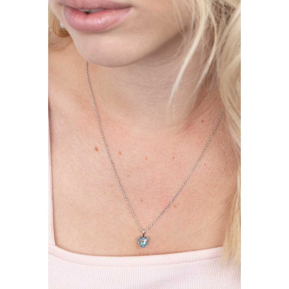 Zinzi ZIH2071T zilveren hanger met blauwe hart geslepen steen 8 mm breed - Hoogte 13.5 mm