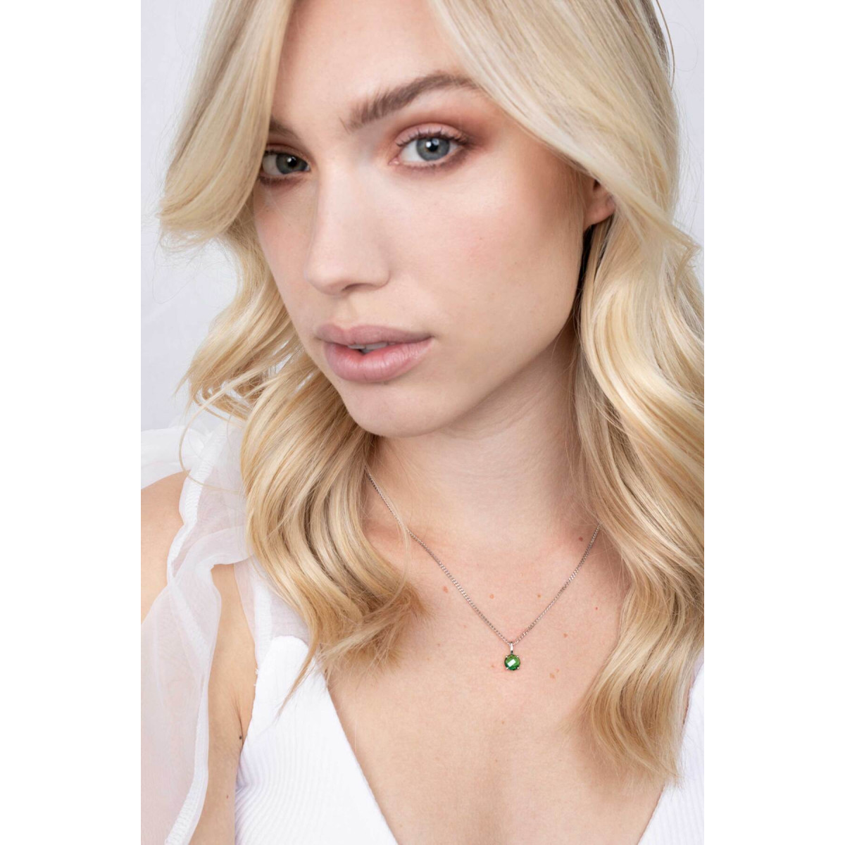 Zinzi ZIH2072GR zilveren hanger met groene briljant geslepen steen 7.1 mm breed - Hoogte 13.5 mm