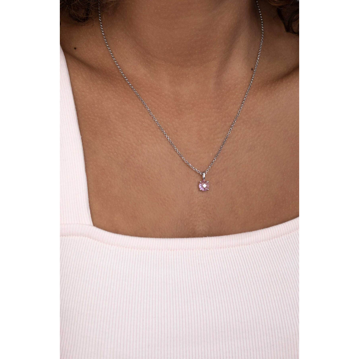 Zinzi ZIH2072R 925 zilveren hanger met roze briljant geslepen zirkonia 7.1 mm breed - Hoogte 13.5 mm