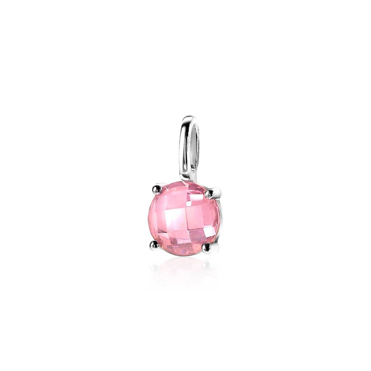 Zinzi ZIH2072R 925 zilveren hanger met roze briljant geslepen zirkonia 7.1 mm breed - Hoogte 13.5 mm