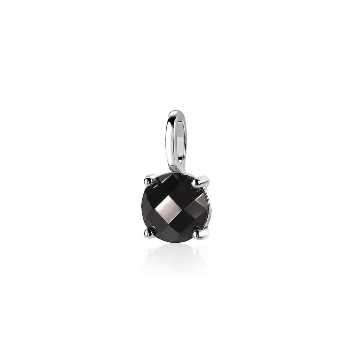 Zinzi ZIH2072Z zilveren hanger met ronde zwarte zirkonia steen 7.1 mm breed - Hoogte 13.5 mm