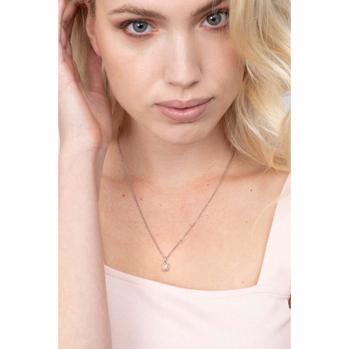 Zinzi ZIH2073 925 zilveren hanger met cushion geslepen zirkonia 7 mm breed - Hoogte 13.5 mm