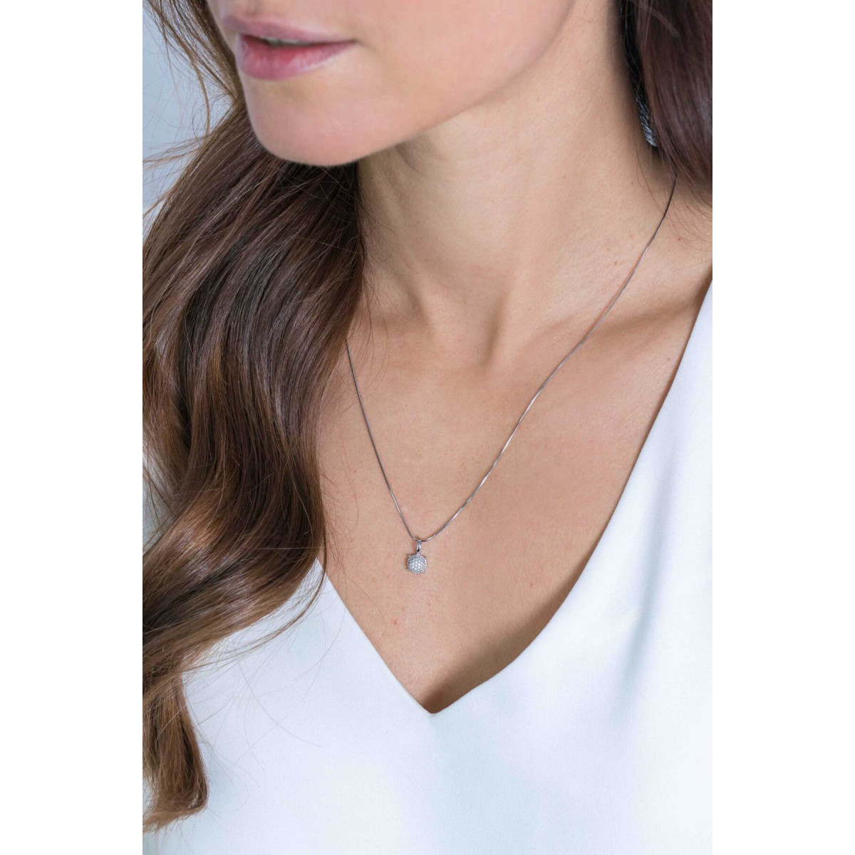 Zinzi ZIH2074 zilveren hanger met ronde briljant zirkonia 7 mm breed - Hoogte 13 mm