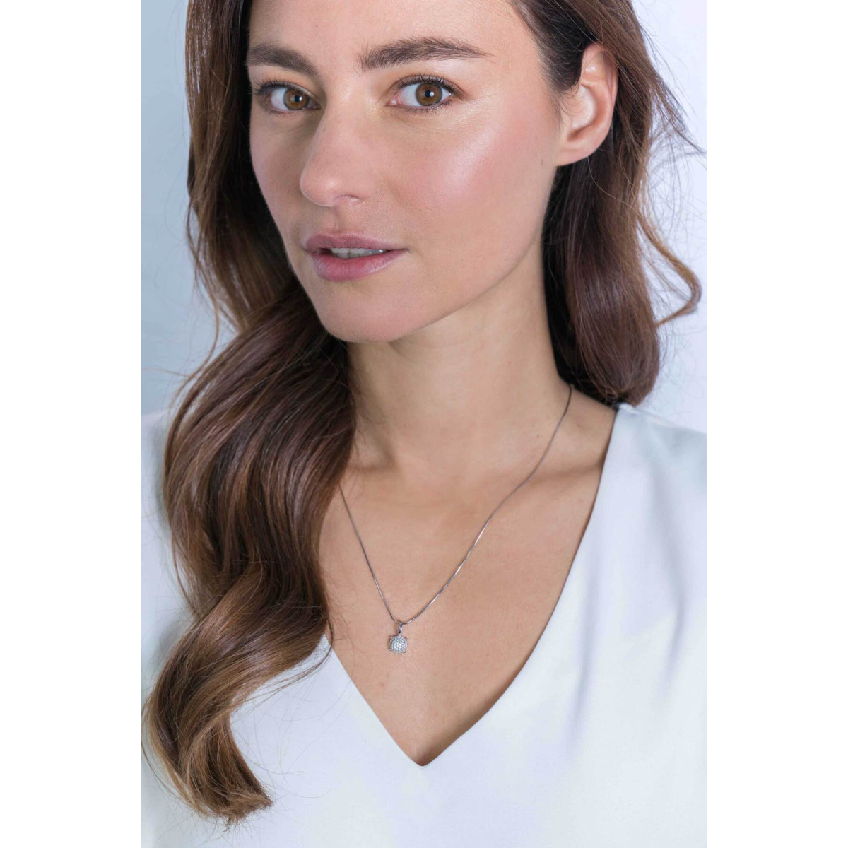 Zinzi ZIH2074 zilveren hanger met ronde briljant zirkonia 7 mm breed - Hoogte 13 mm