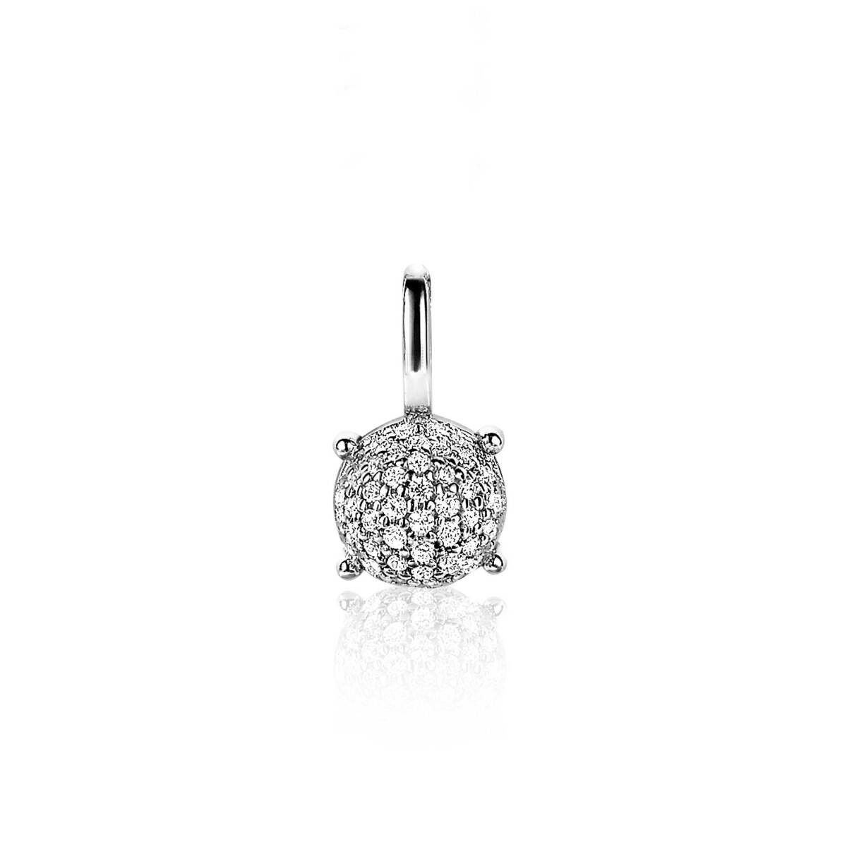 Zinzi ZIH2074 zilveren hanger met ronde briljant zirkonia 7 mm breed - Hoogte 13 mm