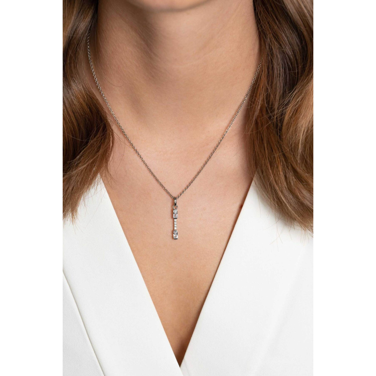 Zinzi ZIH2077 zilveren hanger rechthoek met pavé zirkonia 3 mm breed - Hoogte 28 mm