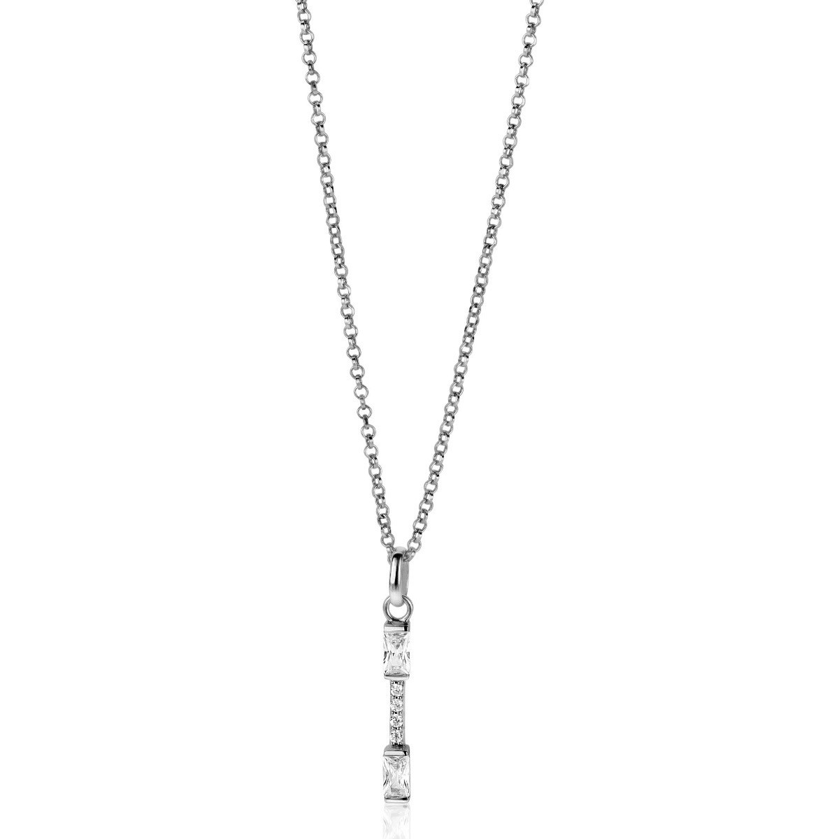 Zinzi ZIH2077 zilveren hanger rechthoek met pavé zirkonia 3 mm breed - Hoogte 28 mm