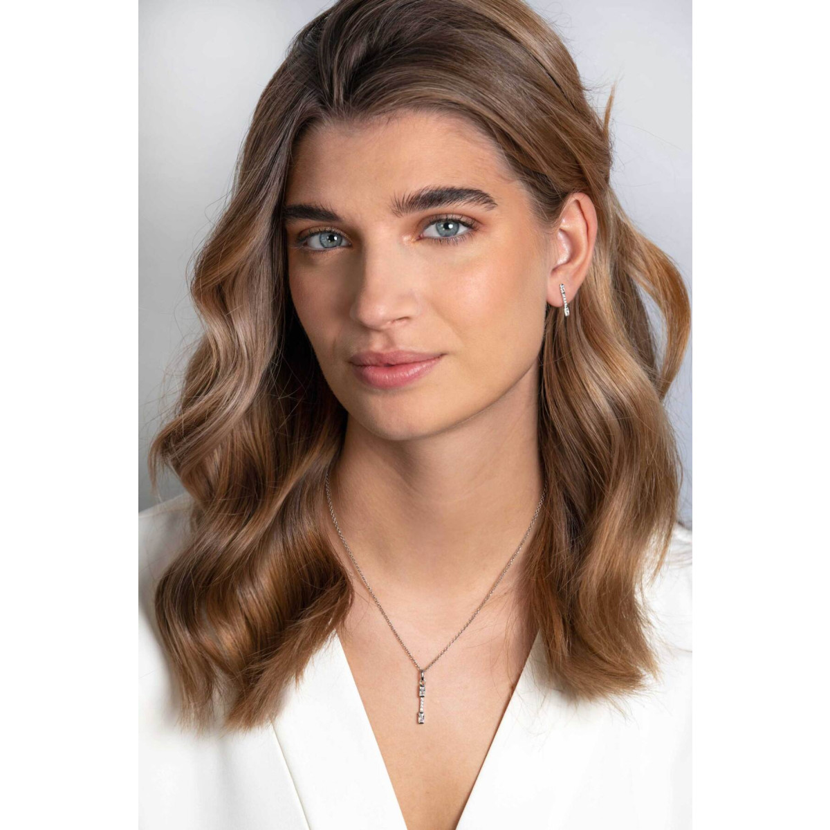 Zinzi ZIH2077 zilveren hanger rechthoek met pavé zirkonia 3 mm breed - Hoogte 28 mm