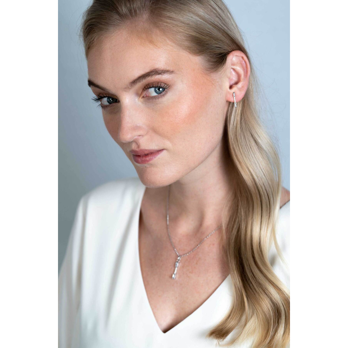 Zinzi ZIH2077 zilveren hanger rechthoek met pavé zirkonia 3 mm breed - Hoogte 28 mm