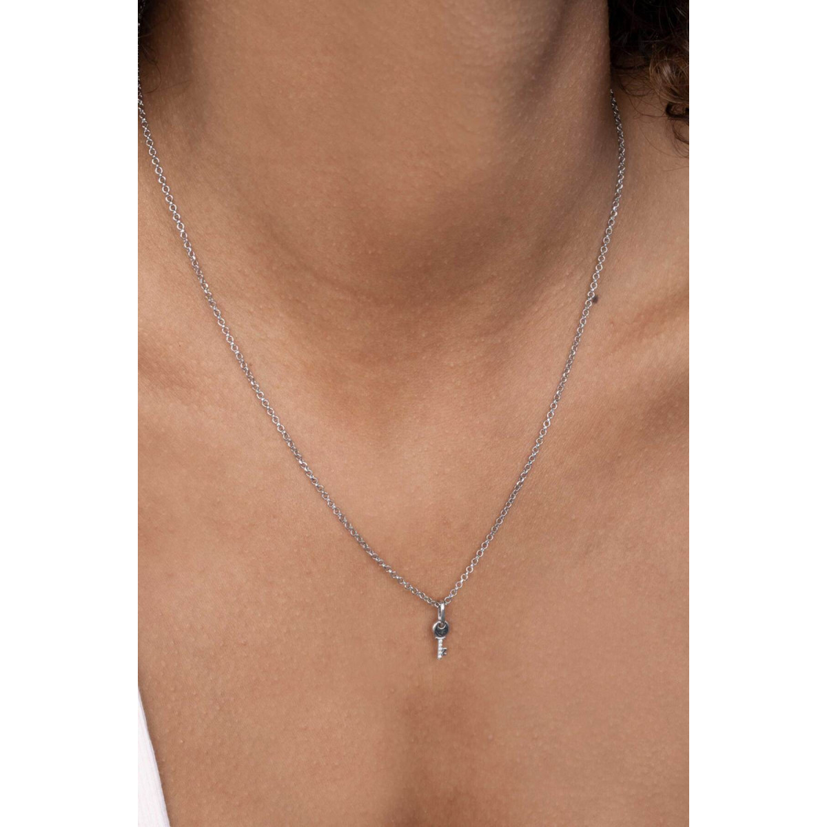Zinzi ZIH2081 zilveren hanger sleutelvorm met transparante zirkonia 4.7 mm breed - Hoogte 15 mm