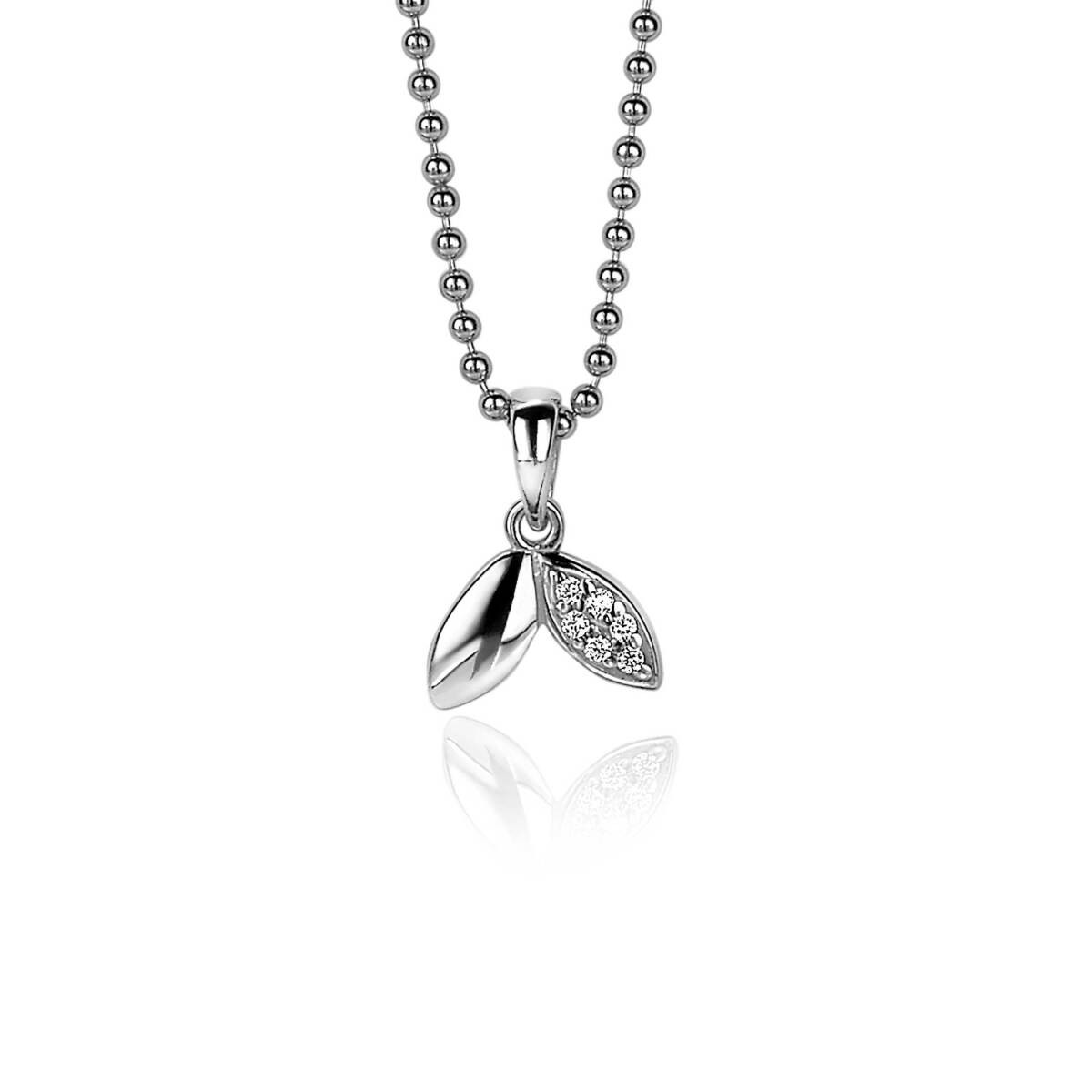 Zinzi ZIH2088 zilveren hanger met blaadjesvorm en zirkonia 8.7 mm breed - Hoogte 12.5 mm