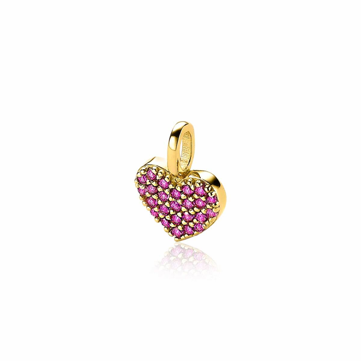 Zinzi ZIH2139R hartjes hanger met roze zirkonia 9.3 mm breed - Hoogte 13 mm