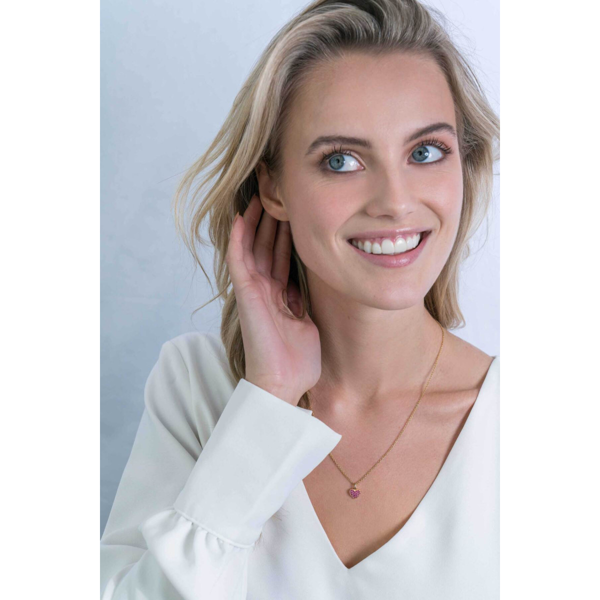 Zinzi ZIH2139R hartjes hanger met roze zirkonia 9.3 mm breed - Hoogte 13 mm