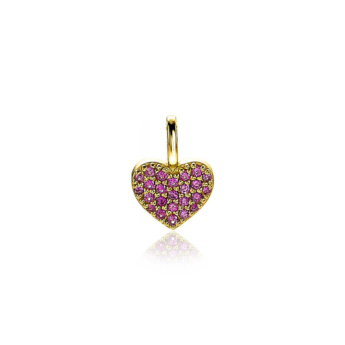 Zinzi ZIH2139R hartjes hanger met roze zirkonia 9.3 mm breed - Hoogte 13 mm