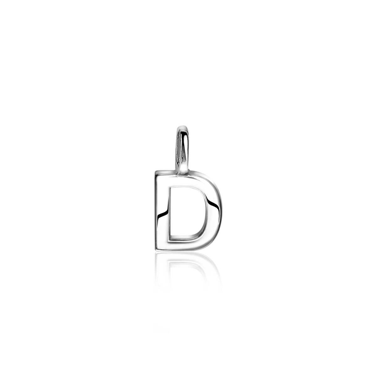 Zinzi ZIH2140D zilveren glanzende letterhanger D met bolletjesketting