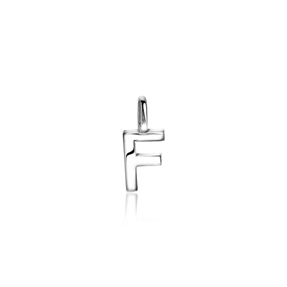 Zinzi ZIH2140F zilveren 925 glanzende letterhanger F ketting met bolvormige schakels