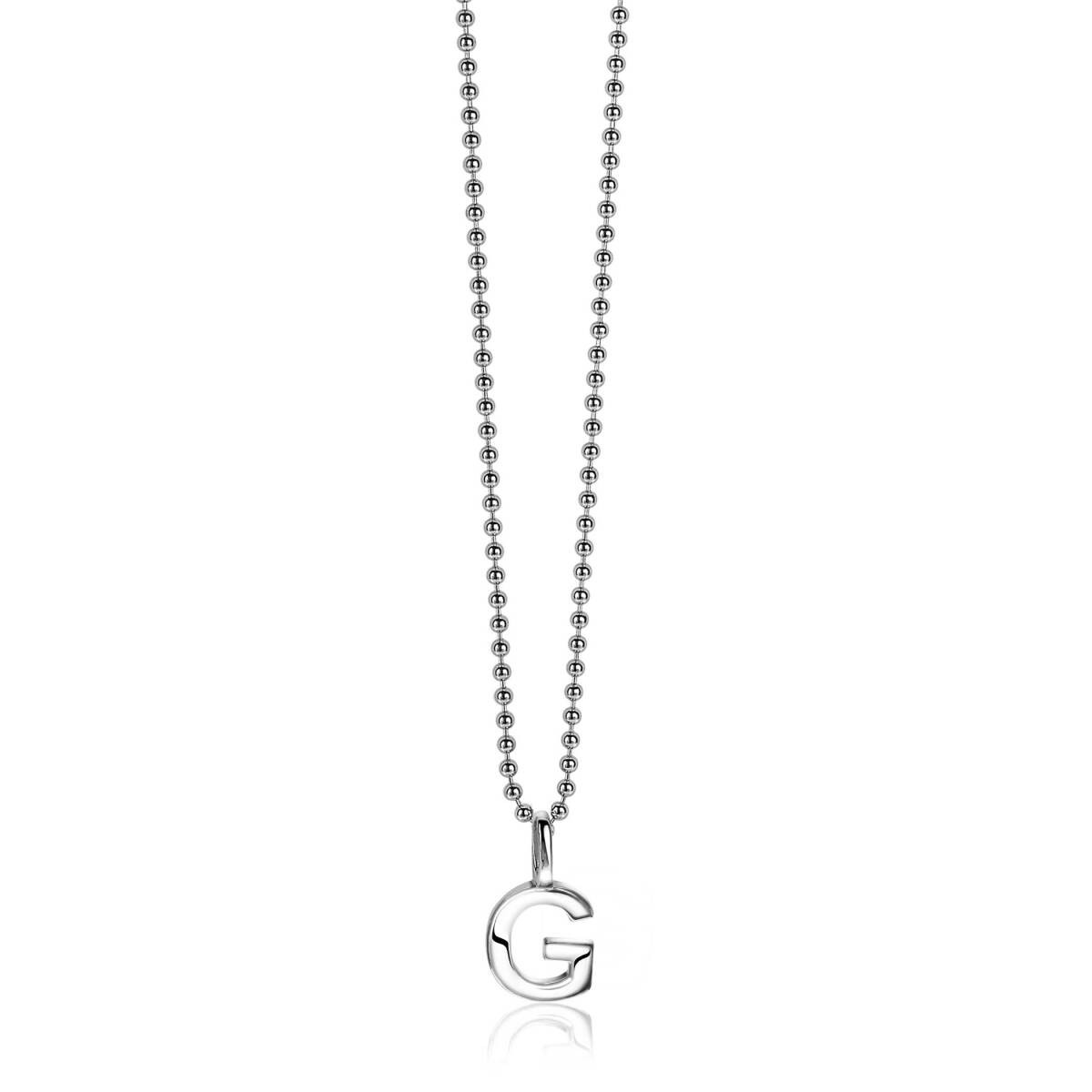 Zinzi ZIH2140G zilveren glanzende letterhanger G met bolvormige schakelketting