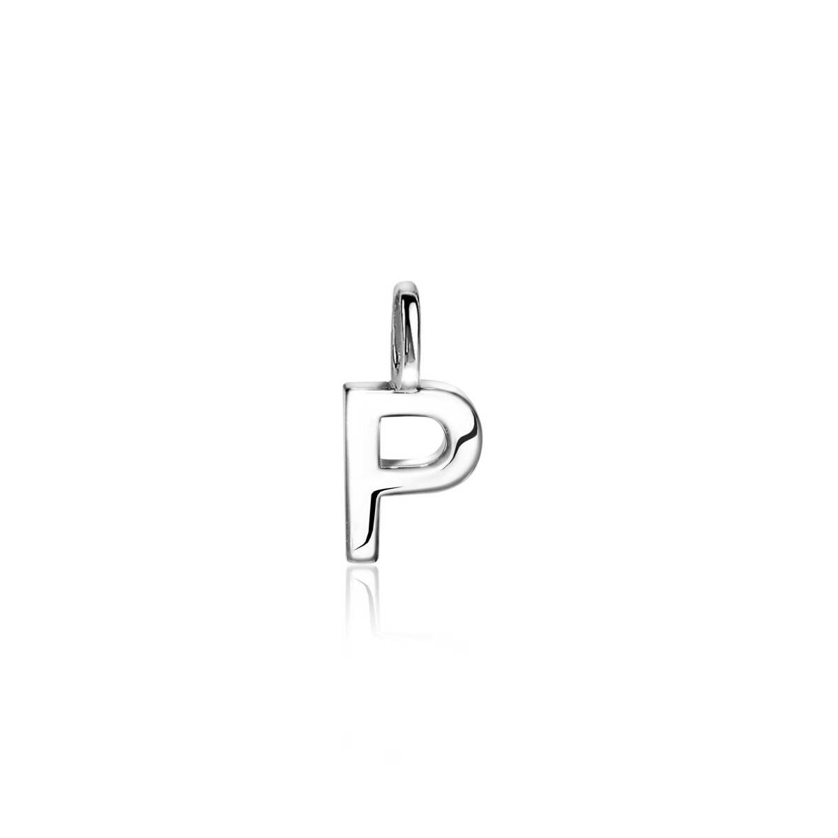 Zinzi ZIH2140P zilveren glanzende hanger letter P op bolletjesketting voor dames